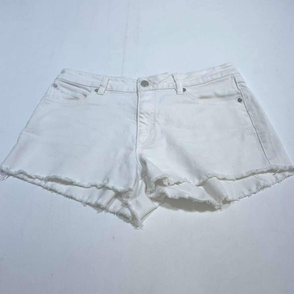 Volcom Stoney Stretch Short Women Small White Mid Rise Micro Fit Frayed Denim